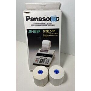 Panasonic JE-658P 10 Digit Ac DC Desk Top Calculator Extra Paper In Box